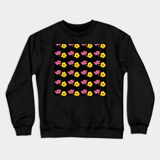 Hibiscus Flower Pattern in Watercolors and a black background Crewneck Sweatshirt